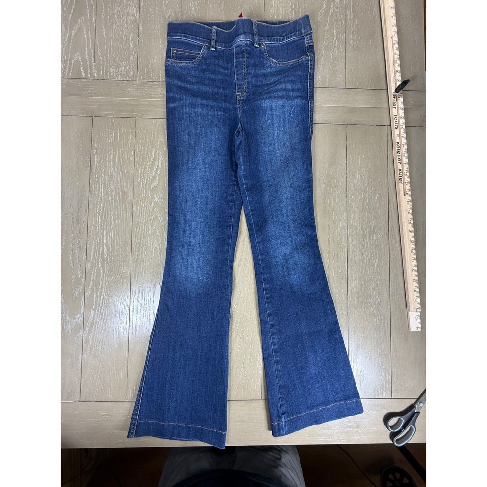 Spanx Flare Jeans Womens Medium Blue High Rise Pull On Stretch Denim 20327R